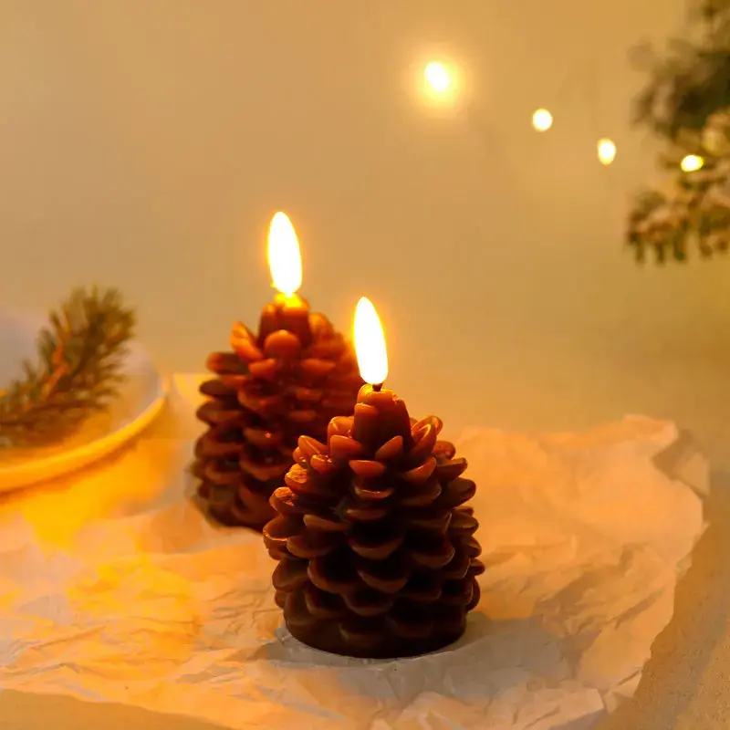 LED Electronic Candle Pine Cone Modeling Flameless Candles Battery Operated for