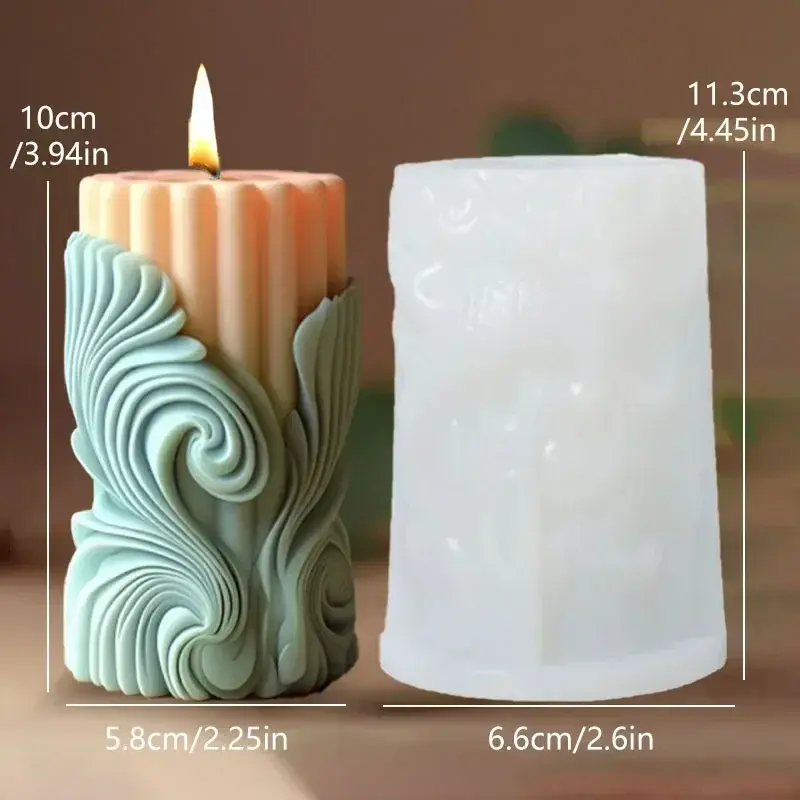 תמונה ממוזערת: Blooming peony flower relief cylindrical candle silicone mold flower cylinder re