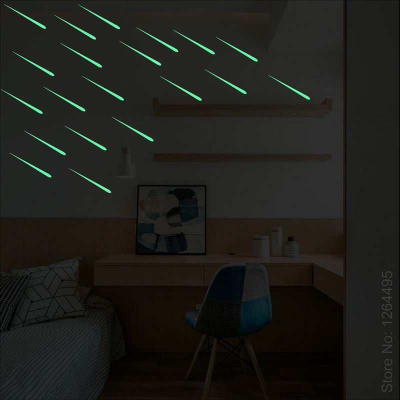 זוהר בחושך גשם מטאור מדבקות קיר חדר ילדים DIY קישוט רומנטי
