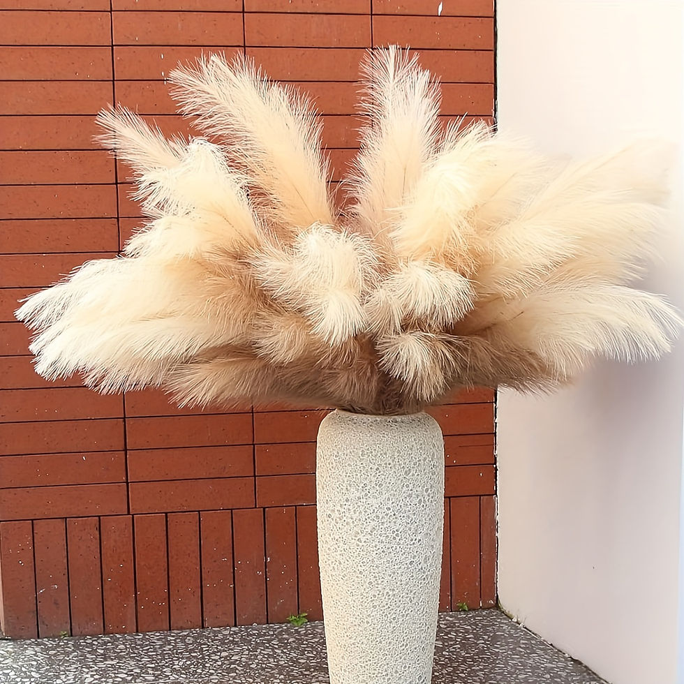 תמונה ממוזערת: 5pcs Faux Pampas Grass, Large Tall Artificial Pompous Branches, Fluffy Stems for