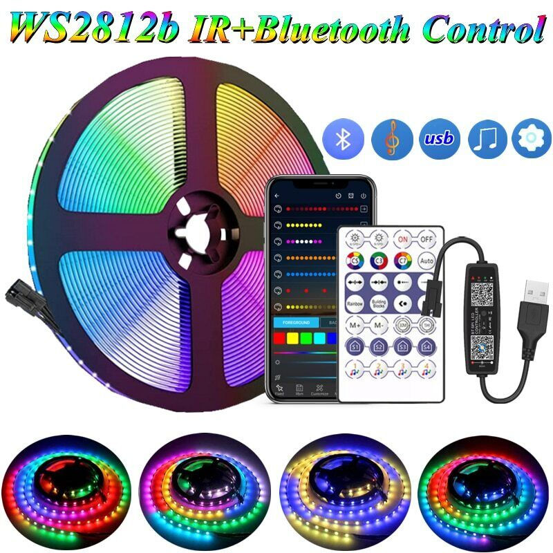 USB 5V Magic Color USB Light Strip RGB Bluetooth תואם 5/10/15/20/25/30M WS28