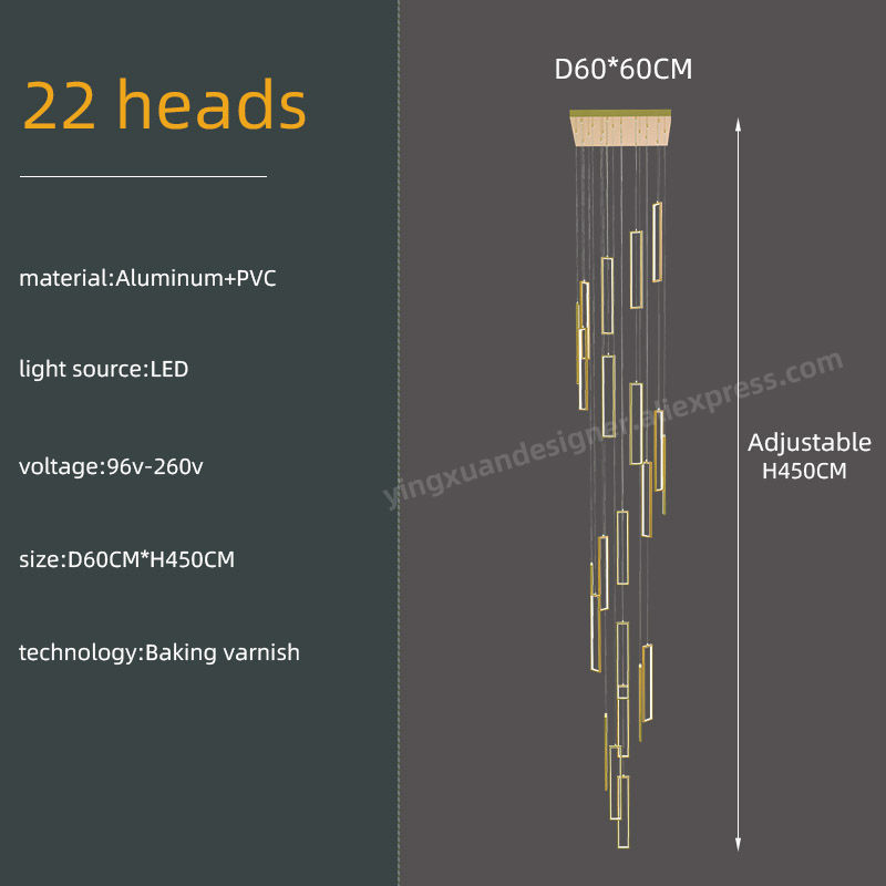 תמונה ממוזערת: Minimalist Staircase Chandeliers Modern Lighting Fixtures in Loft Apartments Squ