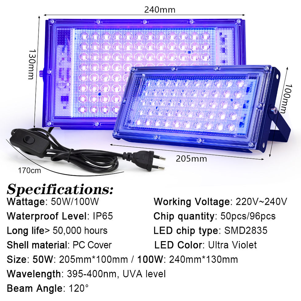תמונה ממוזערת: אור הצפה UV 50W 100W AC220V 395nm 400nm מנורת במה פלורסנט 
