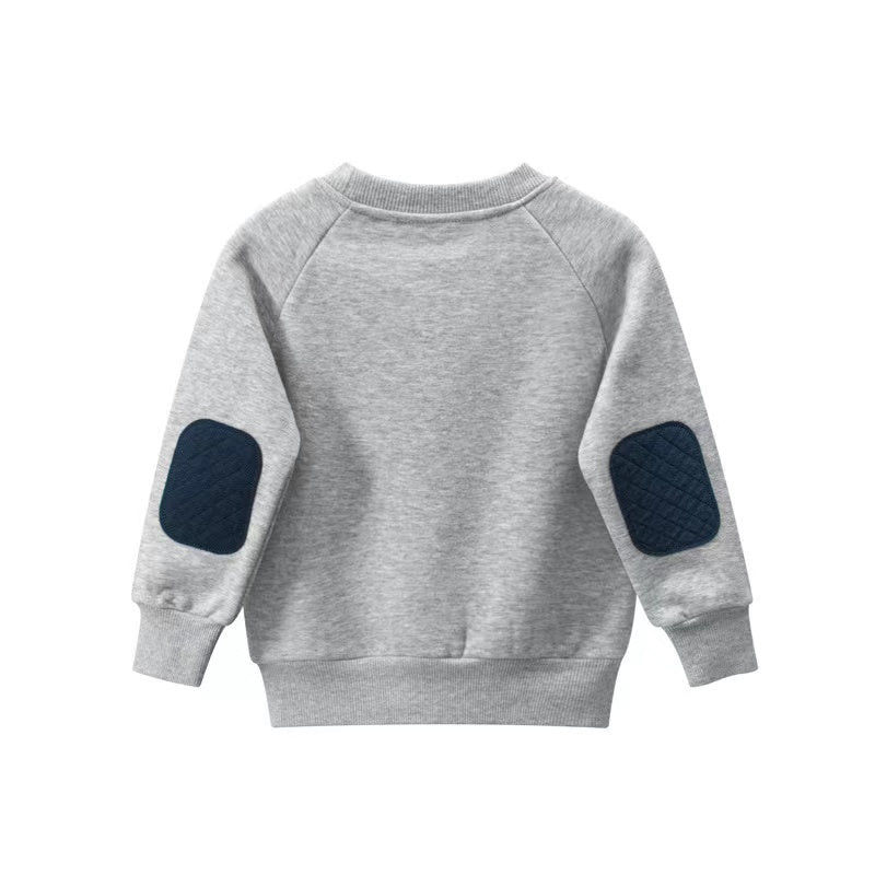 Thumbnail: Baby Boy Numbers Embroidered Pattern Solid Hoodies
