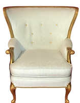 White and Gold Wingback Chair