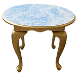 Blue Toile & Gold Table
