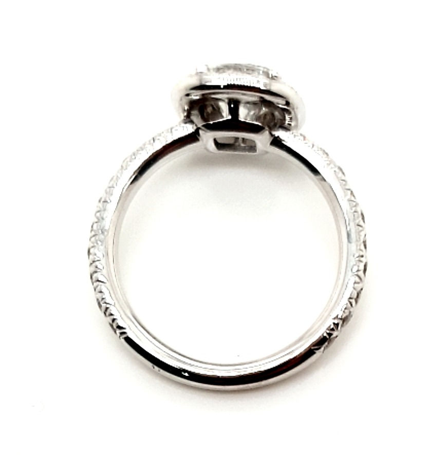 Thumbnail: Cushion Cut Halo Engagement Ring With Diamond Shoulders