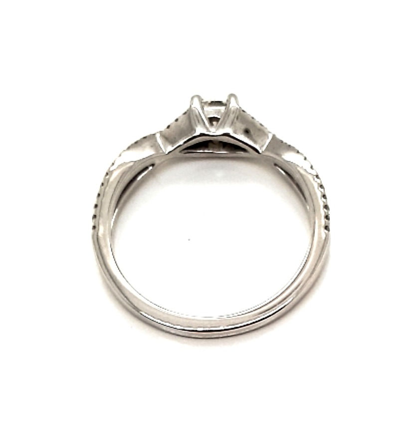 Thumbnail: Cushion Cut Engagement Ring With Split Diamond Shoulders