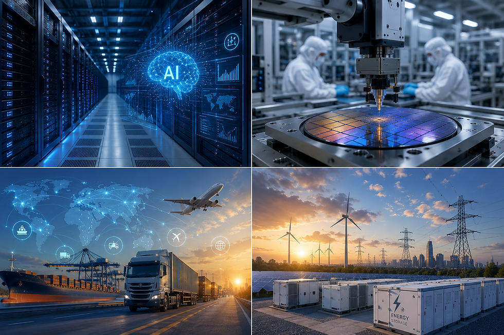 Tech, infrastructure, and sustainability grid