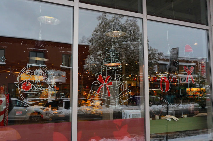 Décor de vitrine pour les fêtes, supermarché, cadeau 