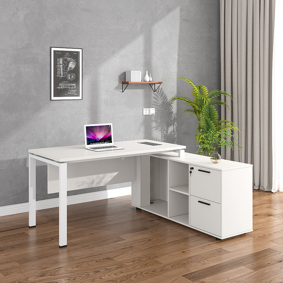 Thumbnail: Emery 160cm L-Shaped Executive Desk White