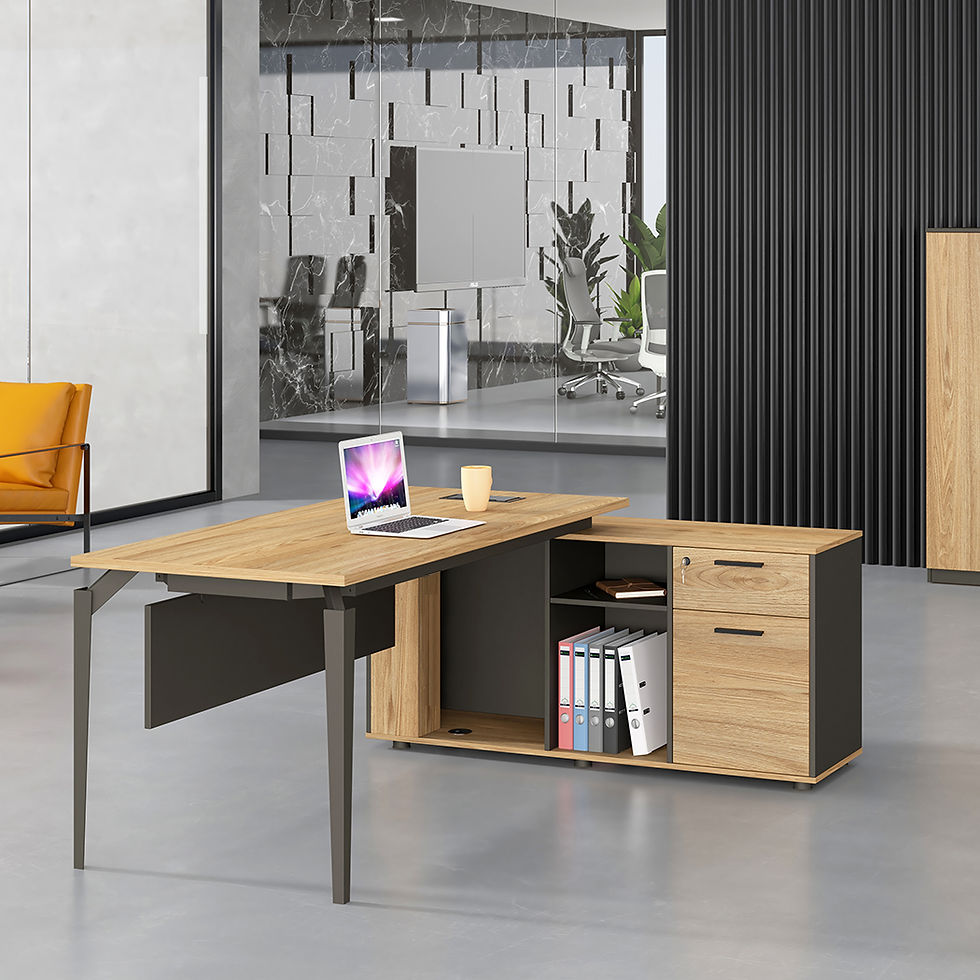 Thumbnail: Ellis 180cm L-Shaped Executive Desk Oak Grey