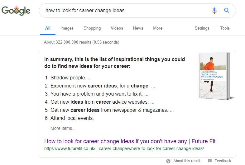 career change ideas featured snippet