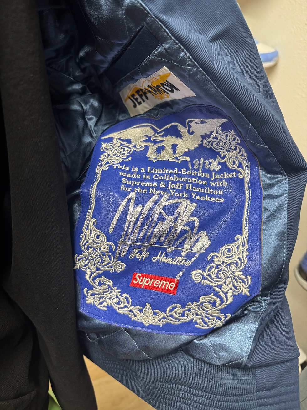 Thumbnail: Limited-edition Supreme, Jeff Hamilton, New York Yankees jacket label, 3/26.