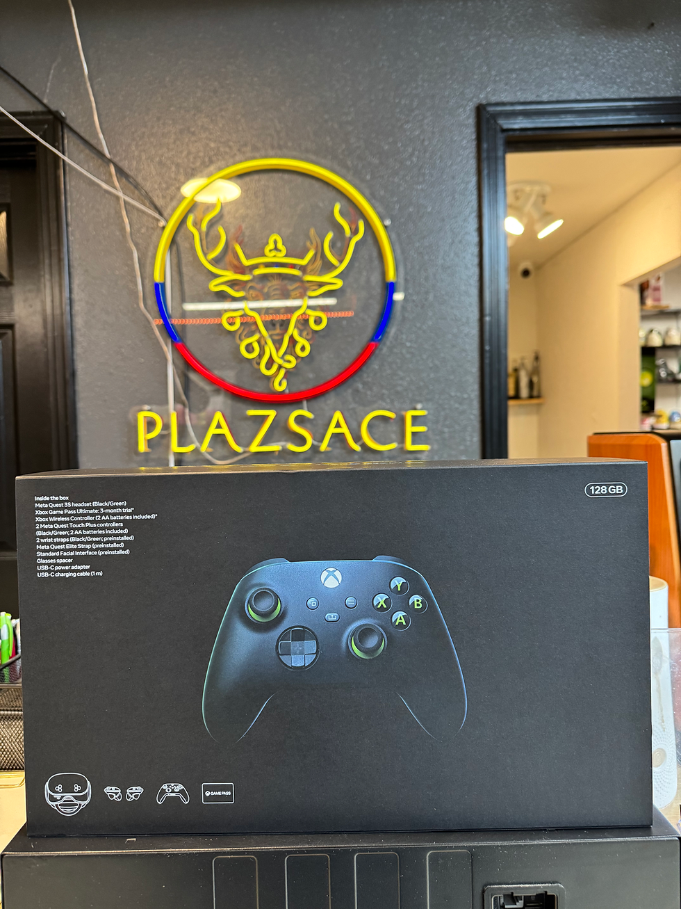Thumbnail: Black Xbox controller box "120 FPS" in front of "PLAZSACE" neon sign.
