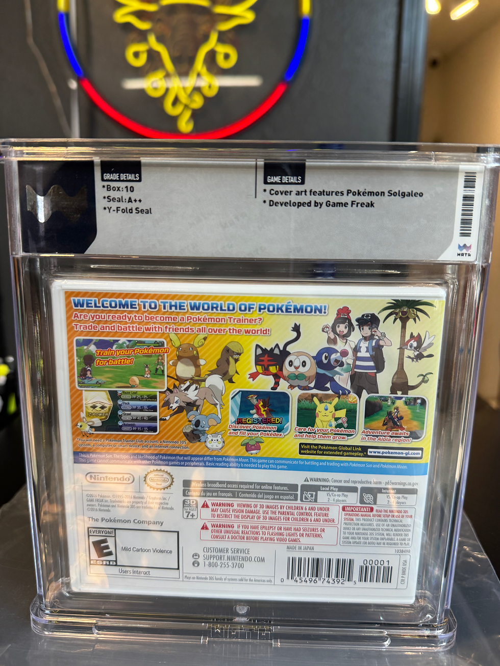 Graded "MINT 9.5" Nintendo 3DS Pokemon game, "Developed by Game Freak".