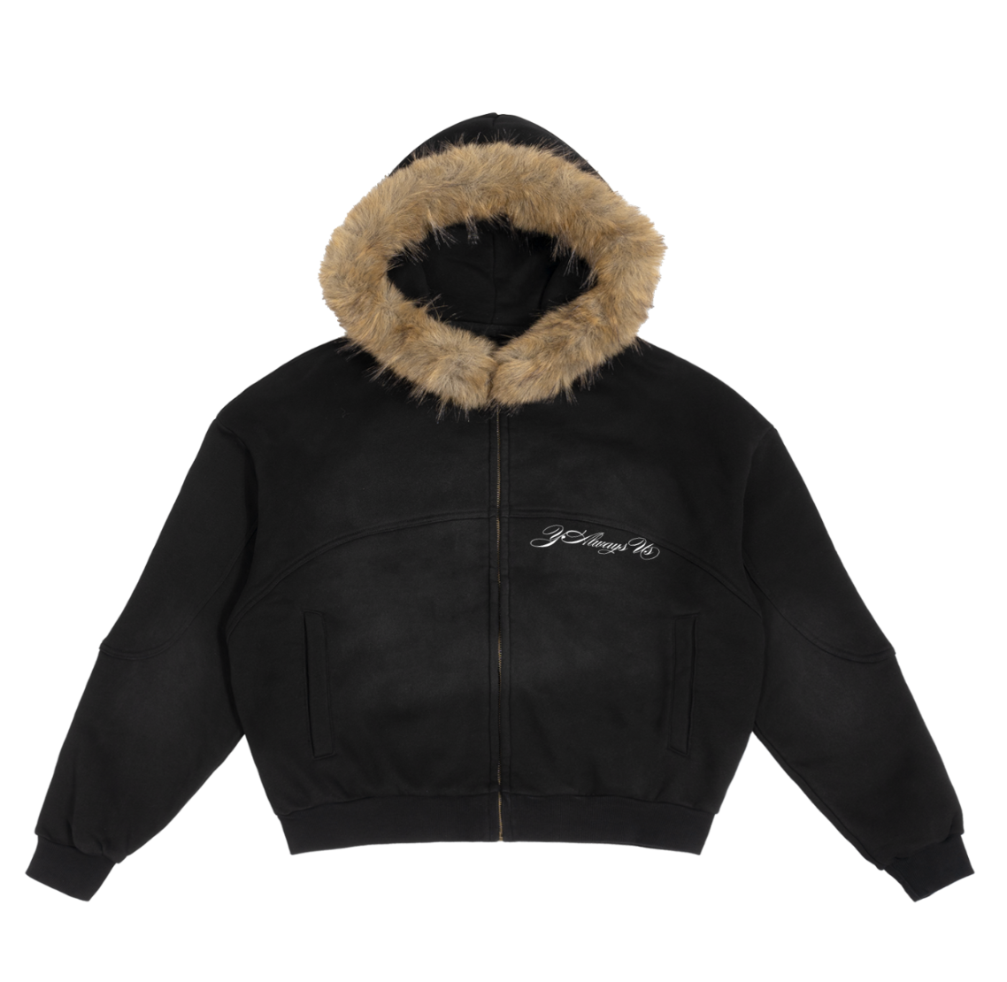 YAU fur-trim hooded zip jacket