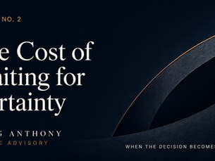 Editorial cover image for the Insight "The Cost of Waiting for Certainty", featuring an abstract architectural sculpture symbolising the pursuit of certainty before making consequential decisions.