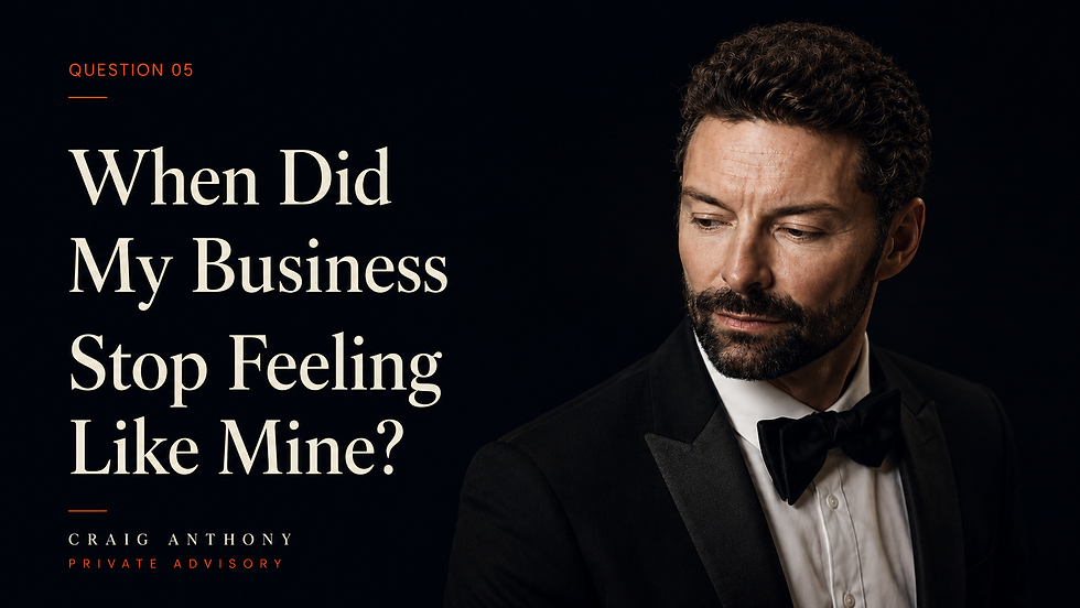 Editorial cover image for the question Insight "When Did My Business Stop Feeling Like Mine?", featuring an abstract architectural sculpture symbolising the changing relationship between a founder and the business they built.
