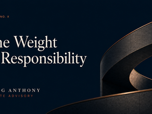 Editorial cover image for the Insight "The Weight of Responsibility", featuring an abstract architectural sculpture symbolising the burden and complexity of carrying significant responsibility.