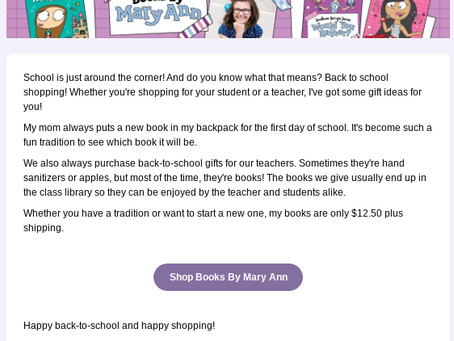 Back to School Book Sale! #BooksbyMaryAnn