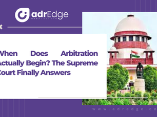 Purple background with text "When Does Arbitration Actually Begin? The Supreme Court Finally Answers" beside a Supreme Court building image.