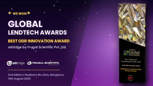 adrEdge by Frugal Scientific Pvt. Ltd. wins the "Best ODR Innovation Award" at the 2nd Global LendTech, Risk & Collection Summit, Bengaluru, 19th August 2026.