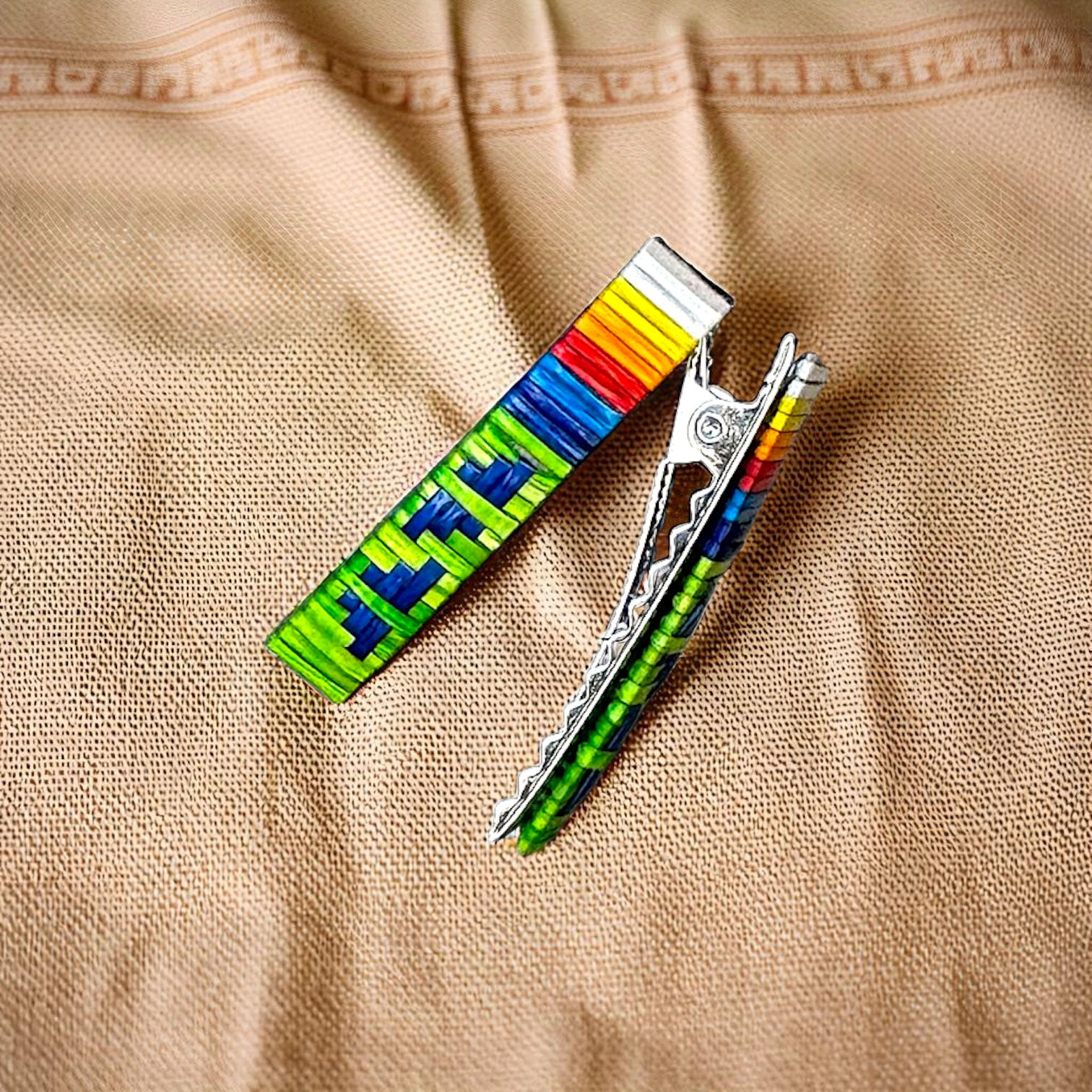 Green Quillwork Hairclips 