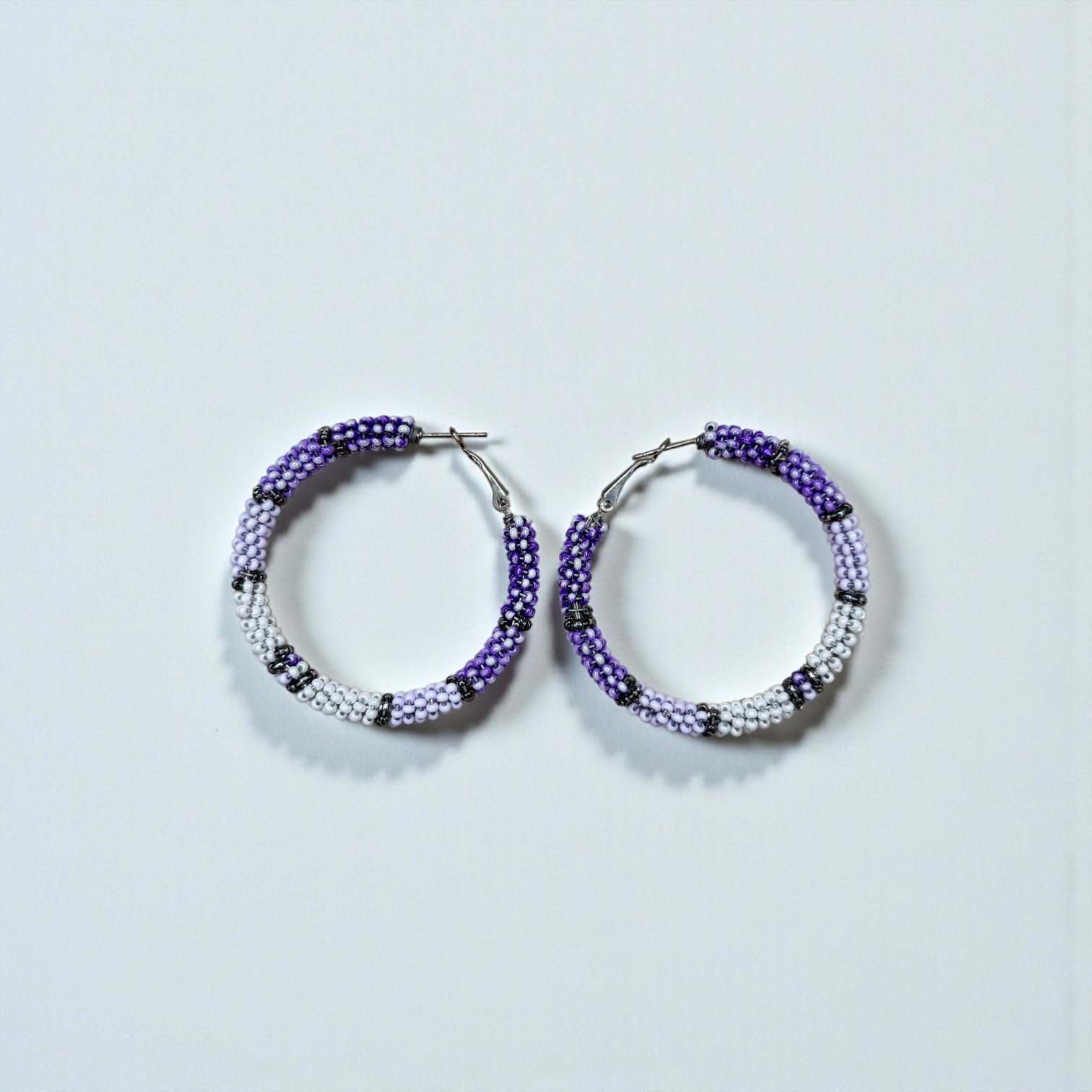 Purple Beaded Hoo Earrings