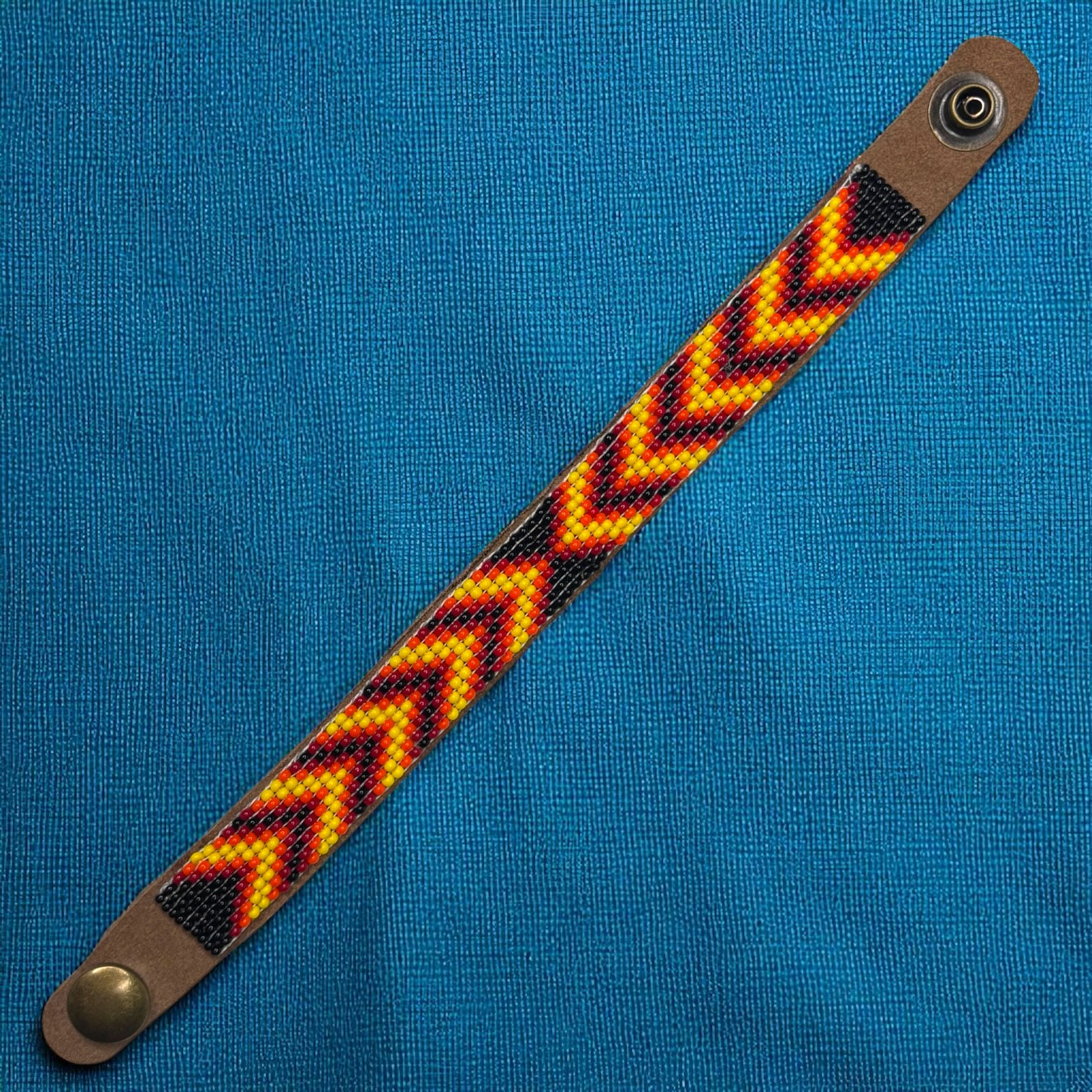 Beaded Leather Snap Brcelet 