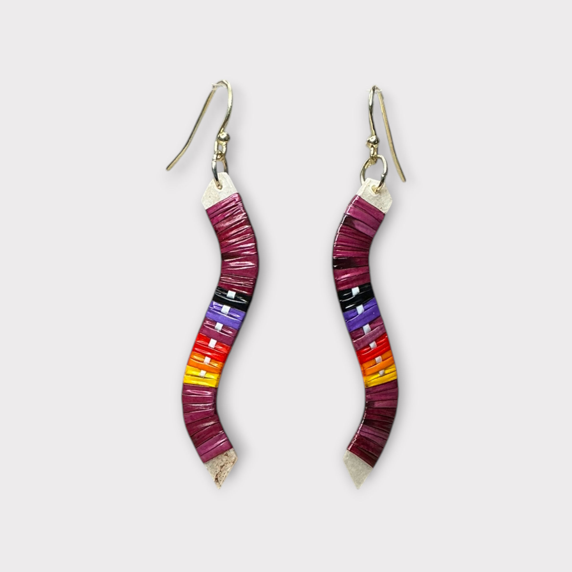 Dark pink quill earrings 