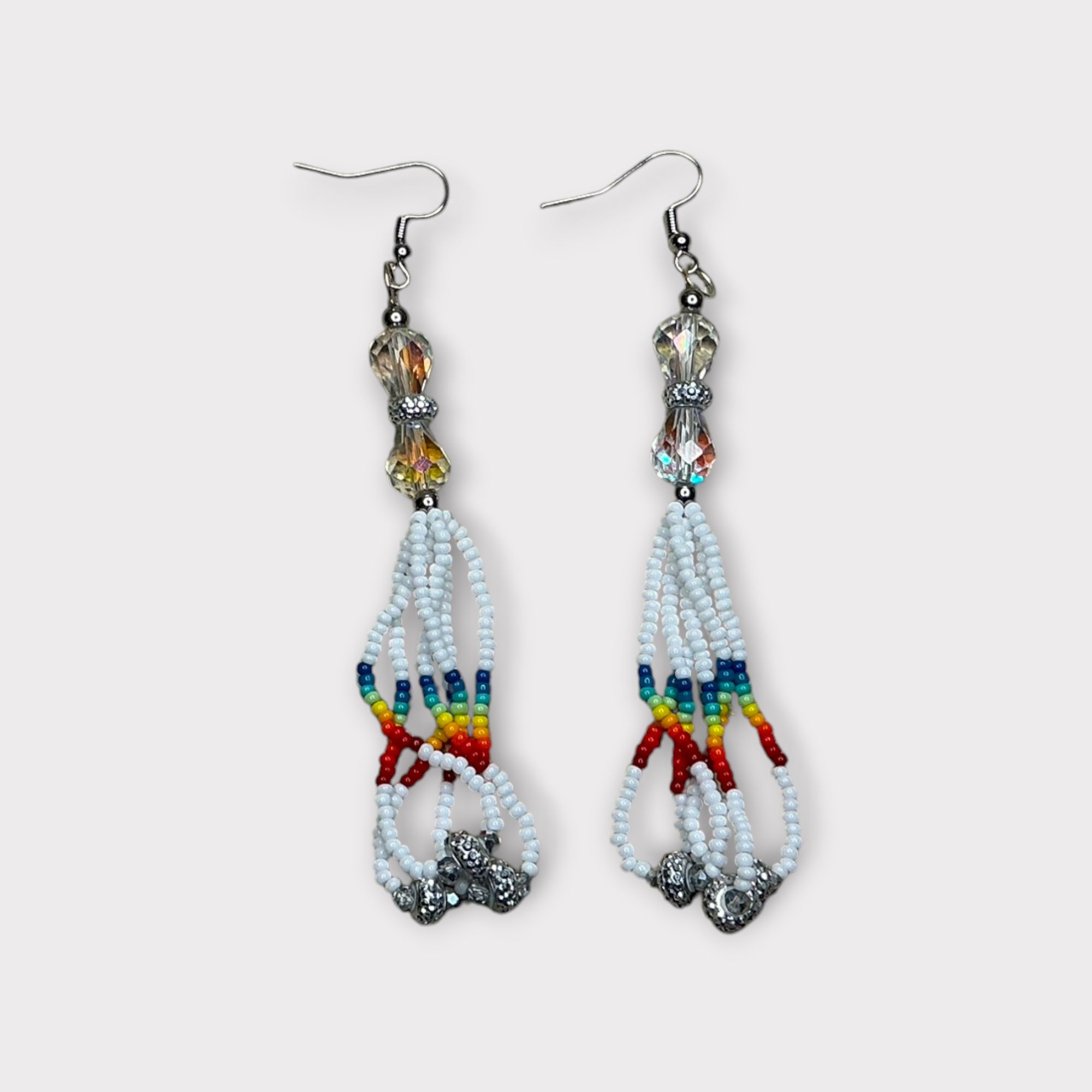 White beaded earrings 