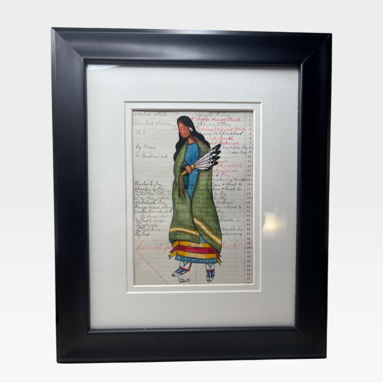 Midnight Dance - Framed Original Ledger Art by Mike Marshall
