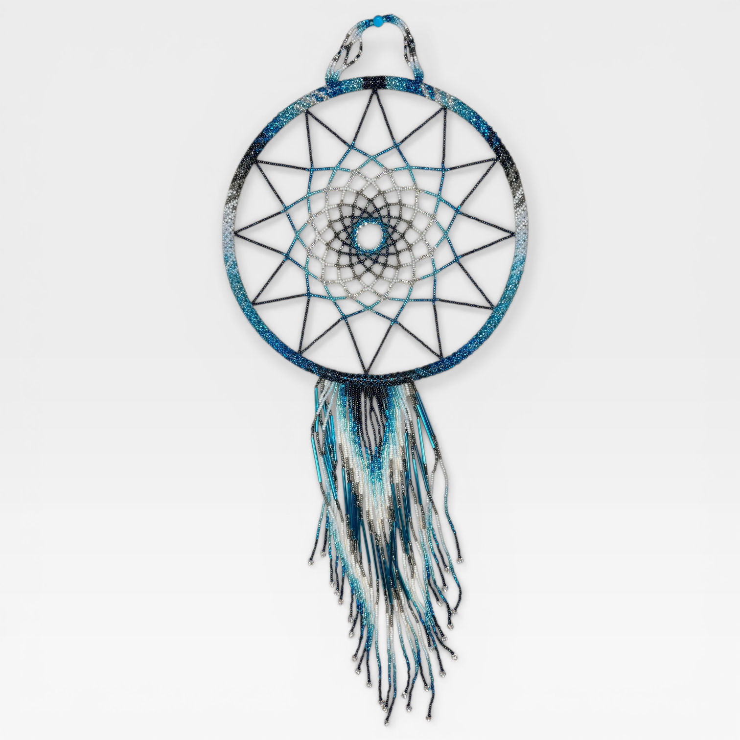 L Blue Beaded Dreamcatcher