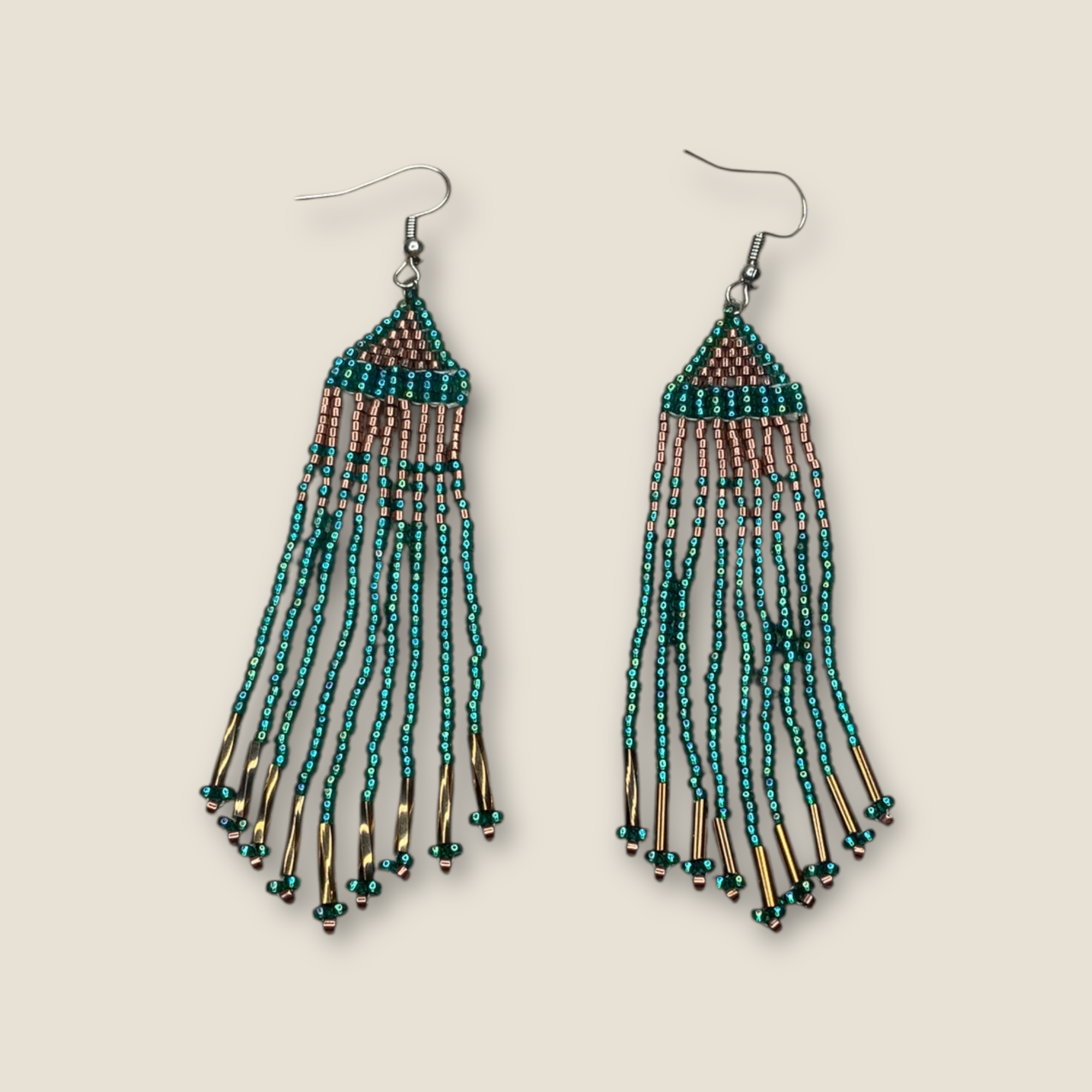 Green beaded earrings 