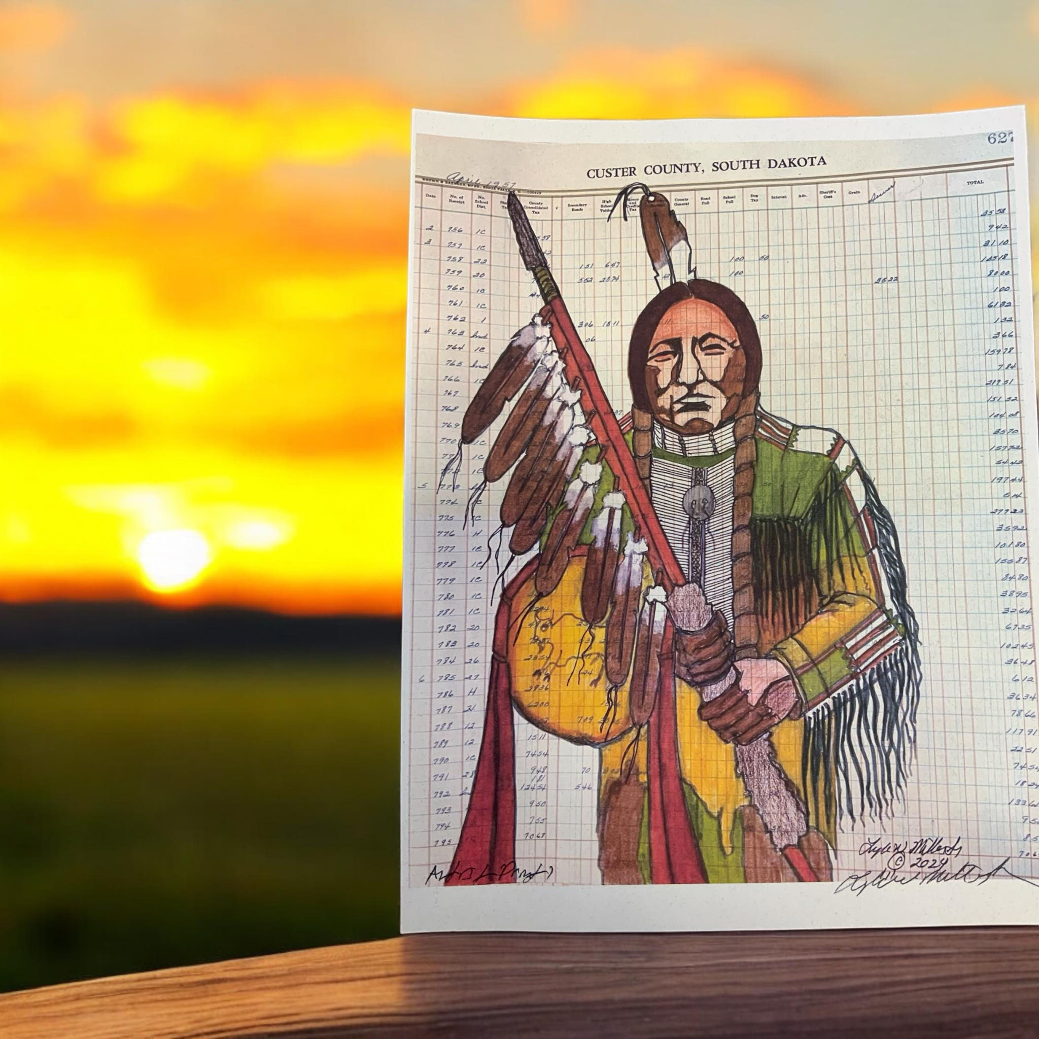 Signed Print- Ledger Art by Lyle Miller, Sr.