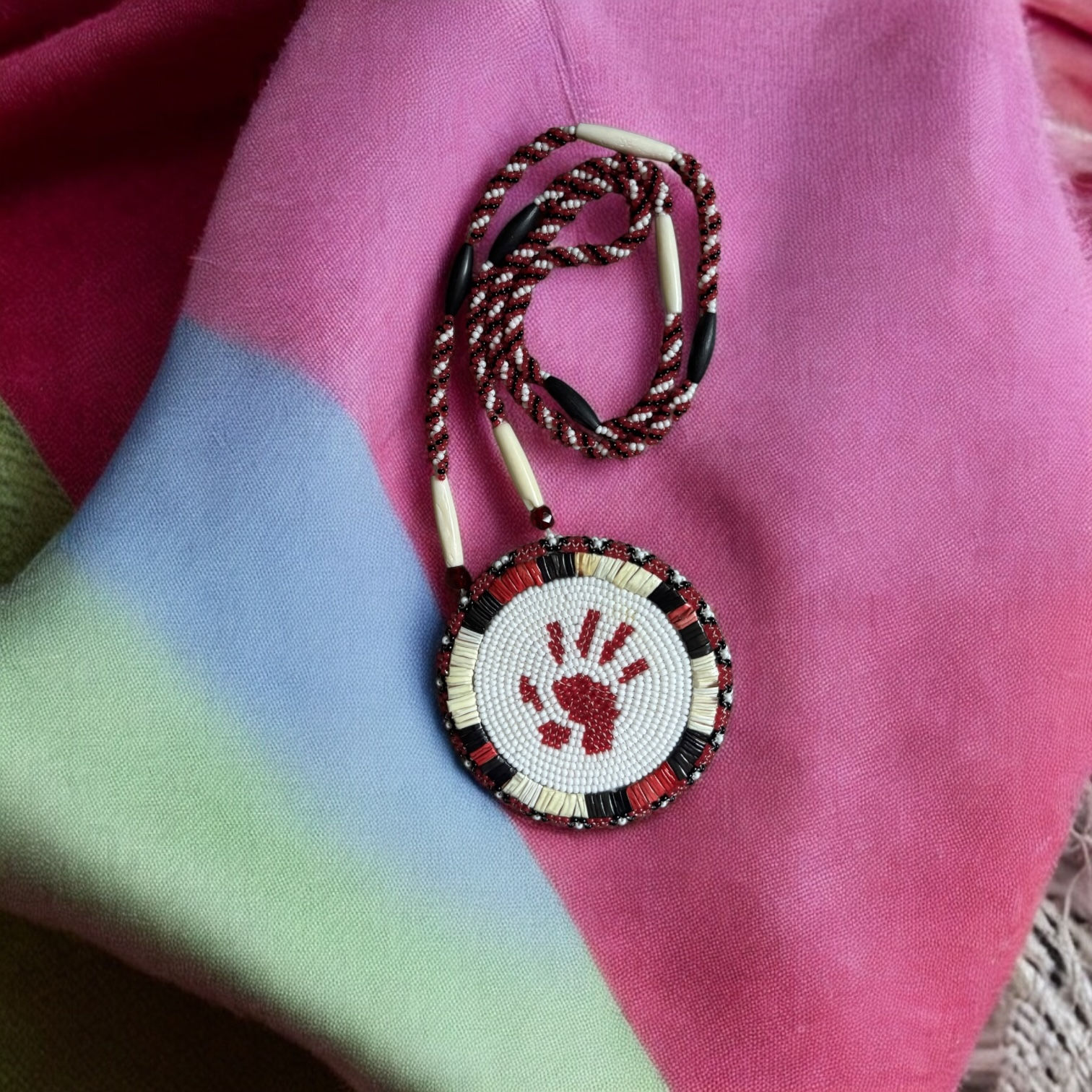 S Beaded and Quilled MMIW medallion 