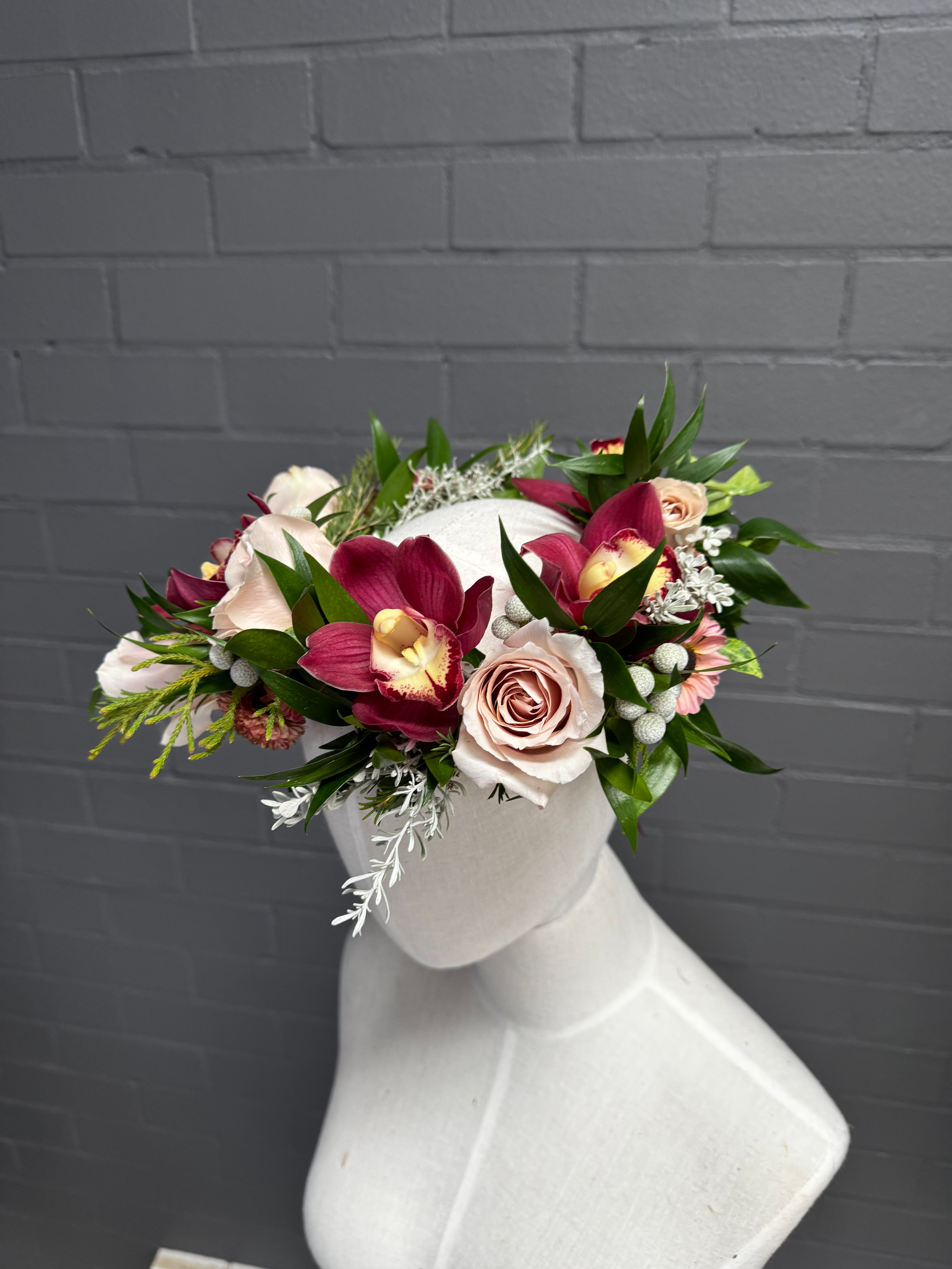 Burgundy Velvet Circlet Headpiece