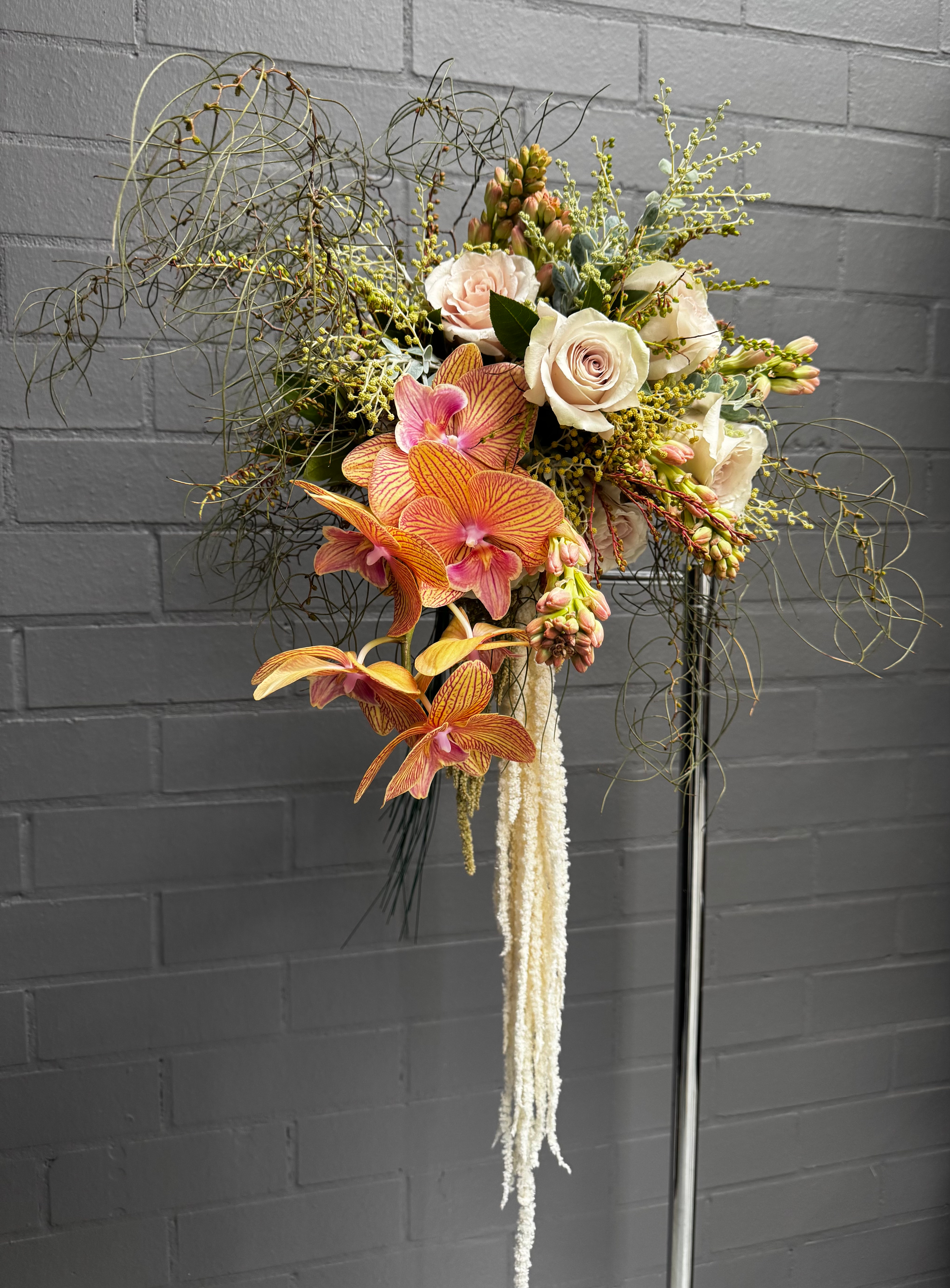 Apricot Cascade Wedding Bouquet