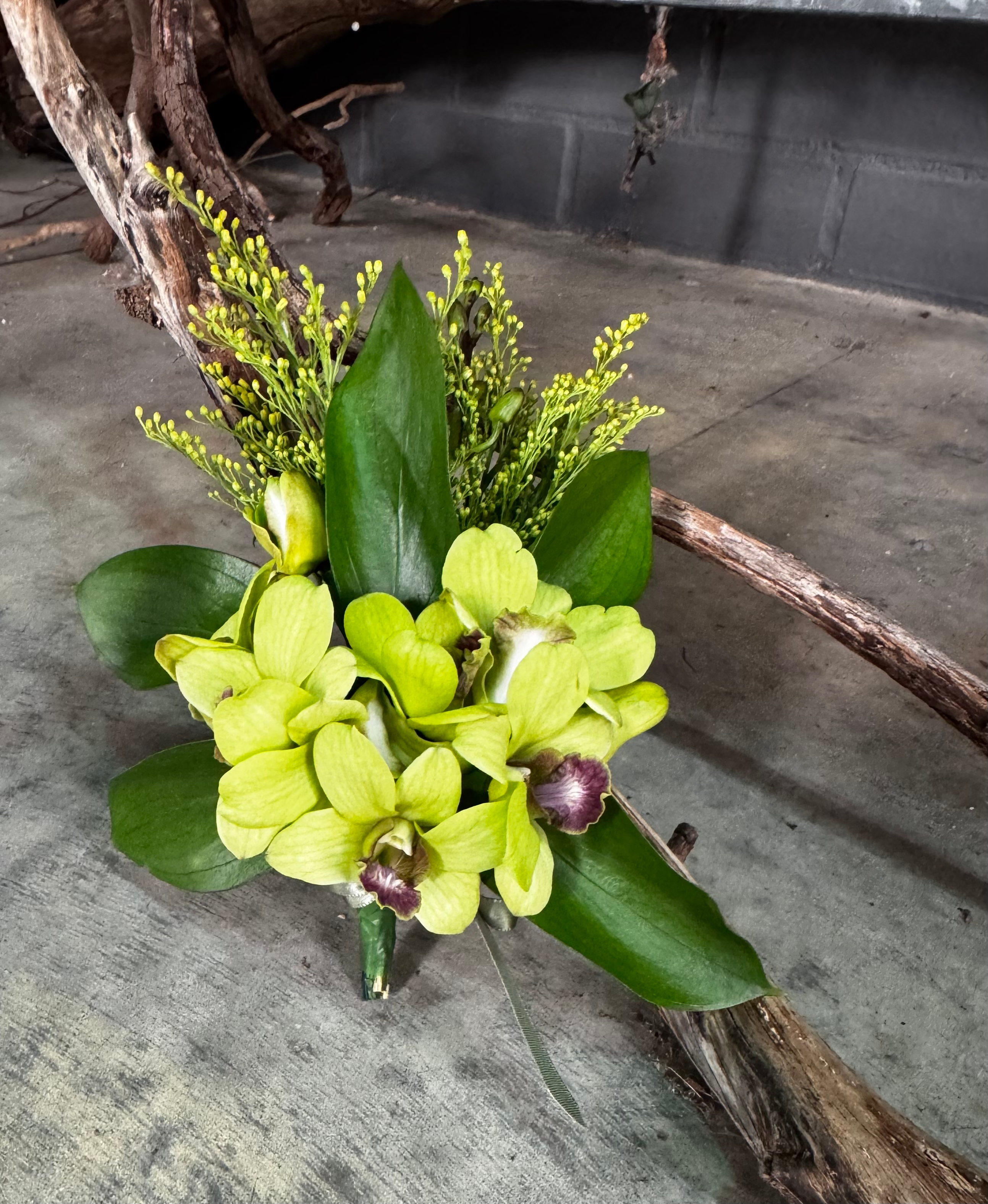 Lime Velvet Buttonhole