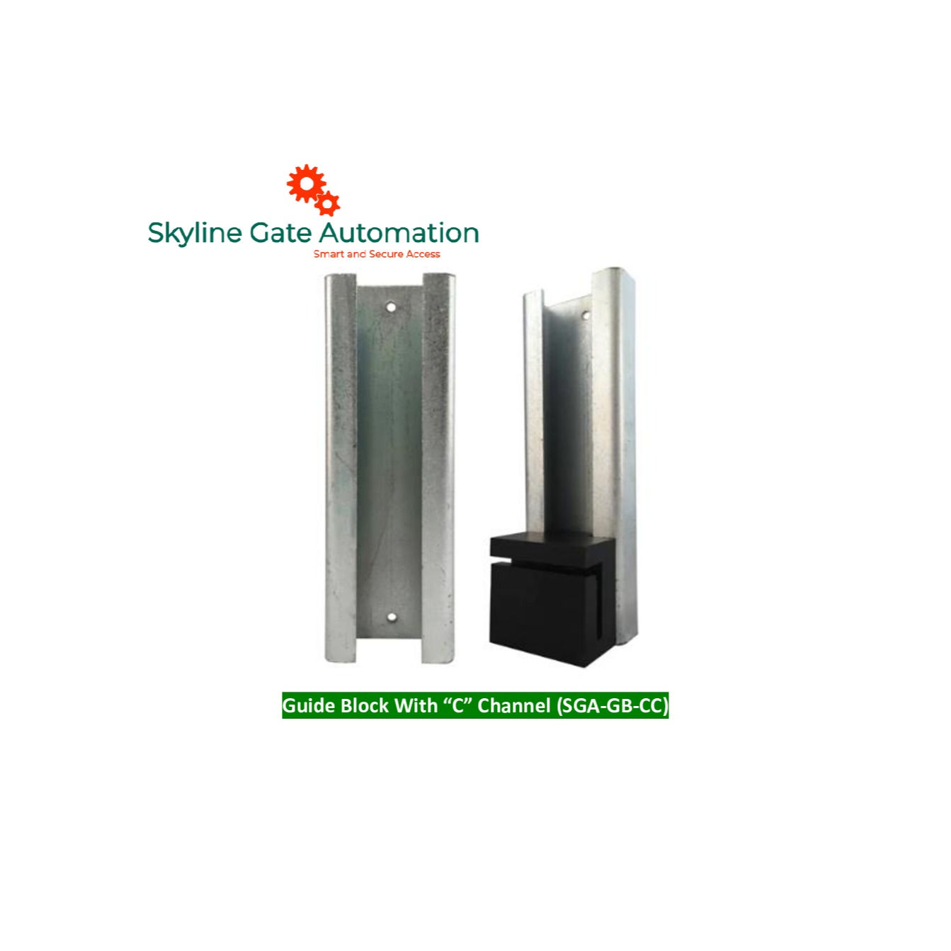 guide block with vertical C channel for sliding gates