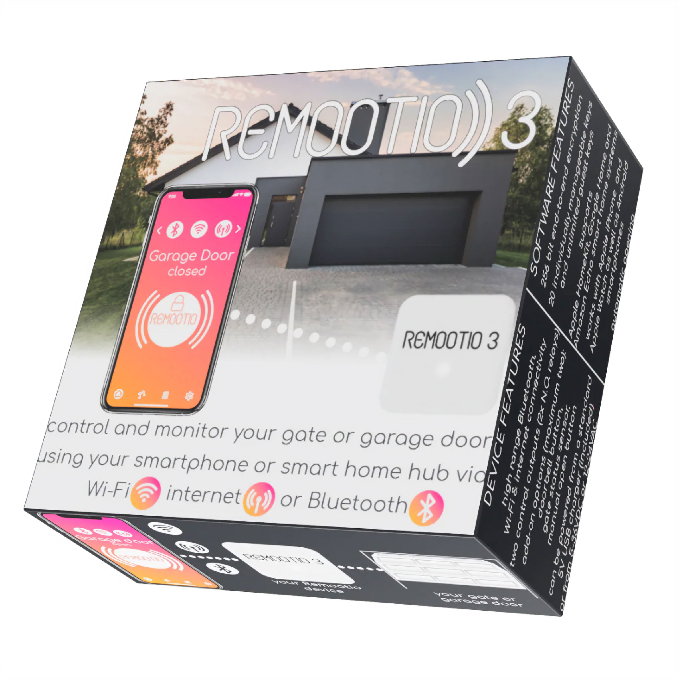 Remootio 3 Smart Wi-Fi and Bluetooth Gate Controller connected to electric gate opener for app and voice control integration