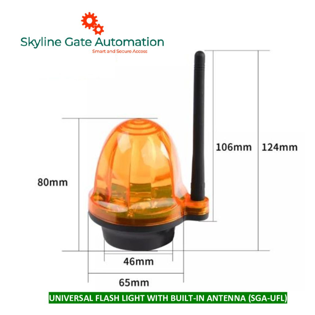 Universal flashing warning light for automatic gate openers