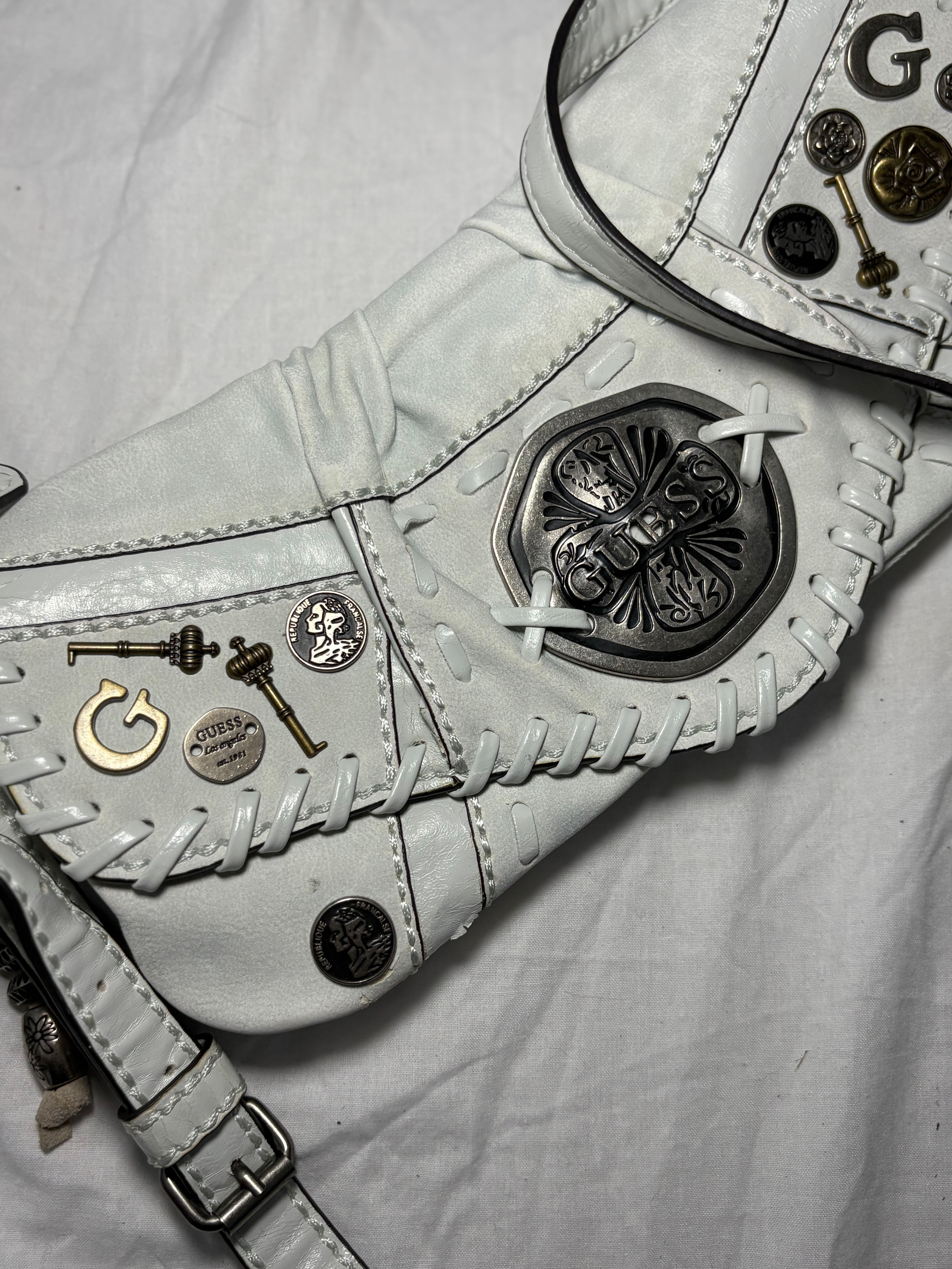 Vintage Guess Studded White Bag