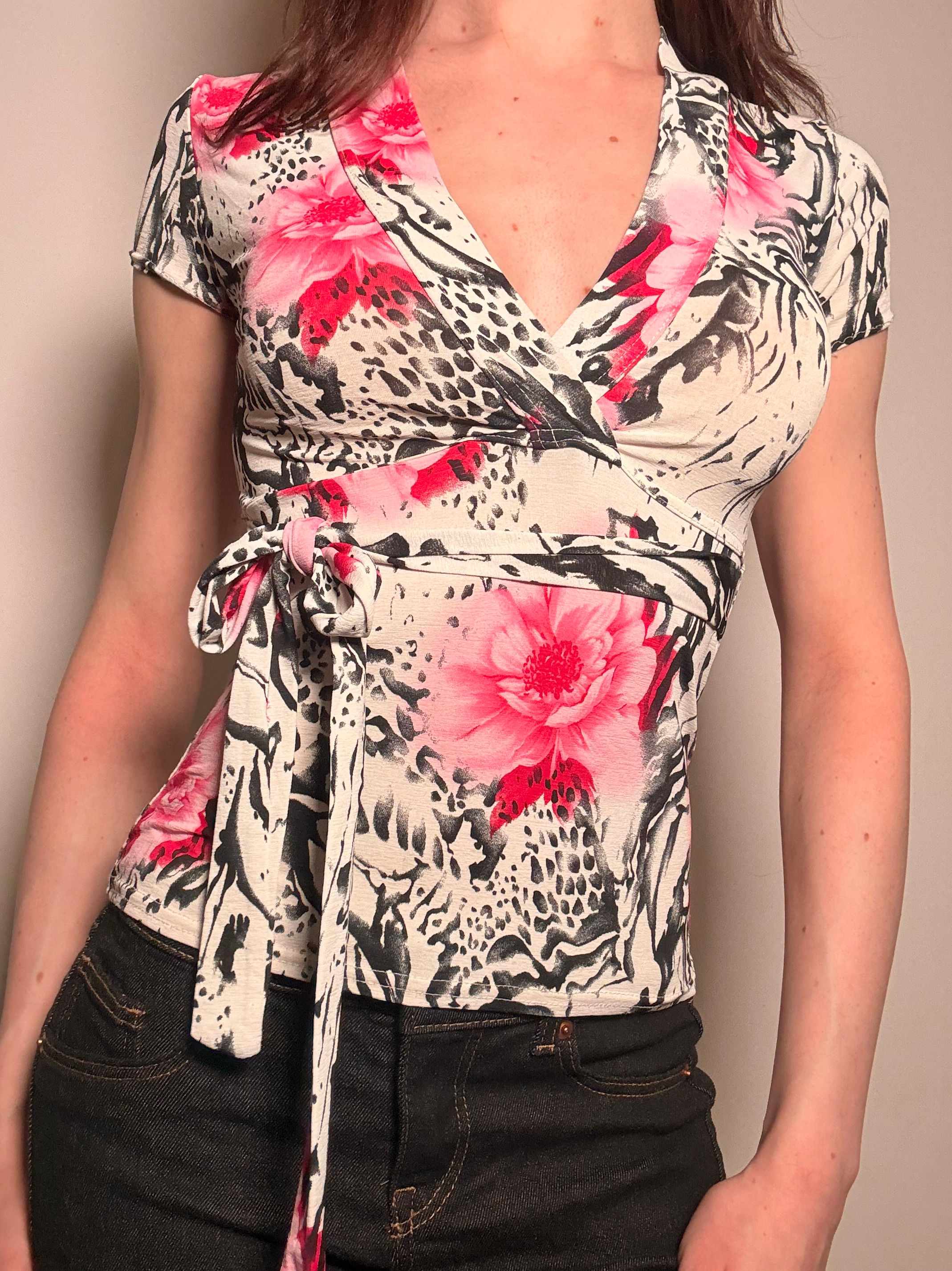 Floral wrap top - size small