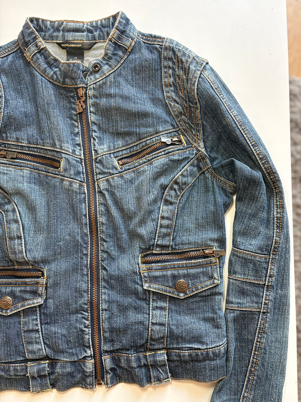 Thumbnail: Rocawear Vintage Y2K Fitted Denim Zip Up Jacket - Size Medium