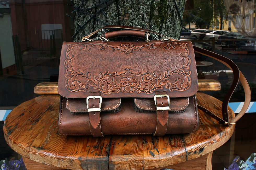 Thumbnail: Ornate Leather Briefcase Bag