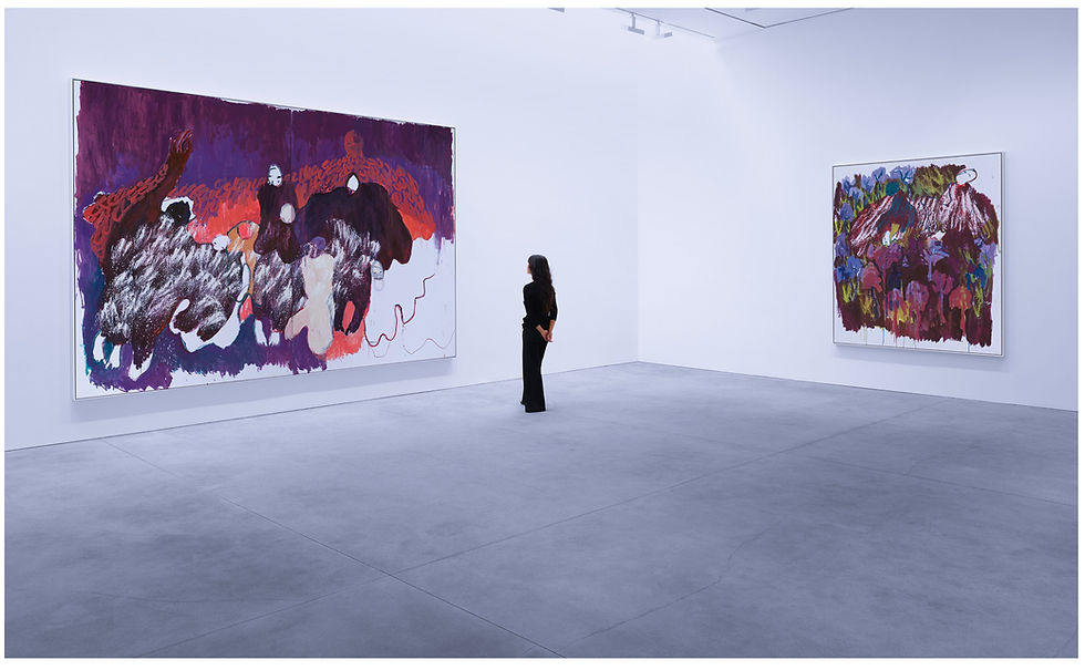 Installation shot of exhibition of Portia Zvavahera's latest exhibition (image from David Zwirner website)