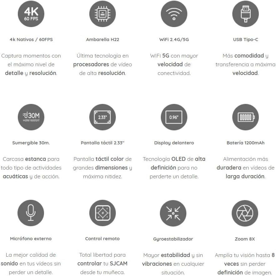 Miniatura: Cámara profesional para casco SJCAM SJ8 Pro con estabilizador de imagen y sensor Sony.