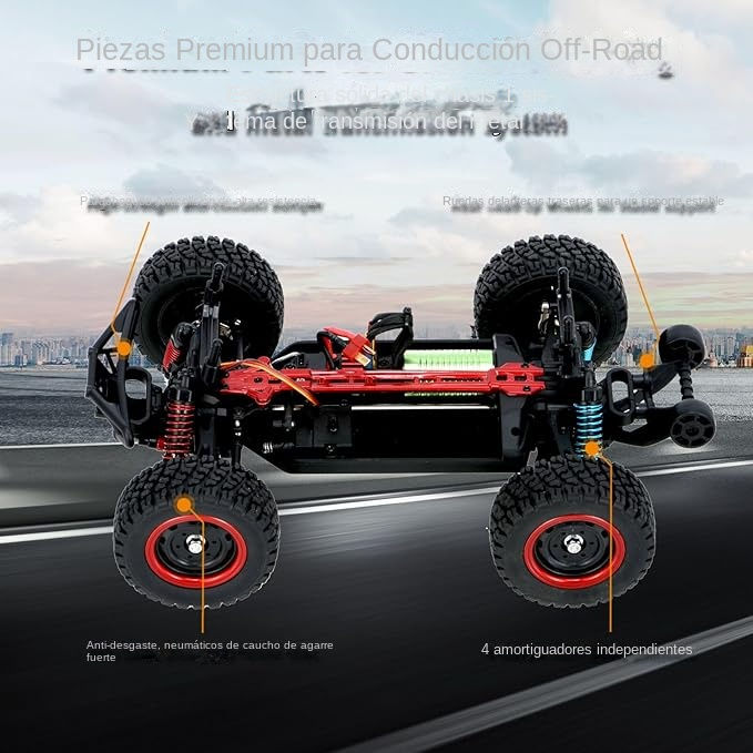 Miniatura: Carro Radio Control JJRC Modelo Q130B, 4x4 de alta velocidad con velocidad máxima de 70 KM/H, tiempo de uso de 15-20 minutos,